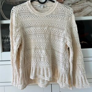 Madewell Cream Open-Knit Crewneck Sweater